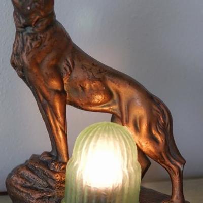 1950s bisque dog lamp 
