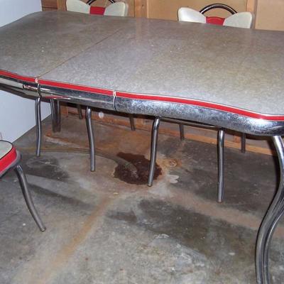 Fabulous chrome table with Formica top and 4 chairs 