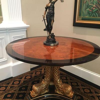 Karges Dolphin Base table, Scales of Justice Bronze 