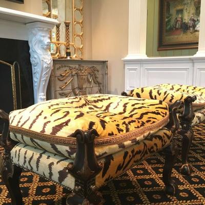 Charles Pollock Portuguese Bench in Tiger Print, Pair Available 