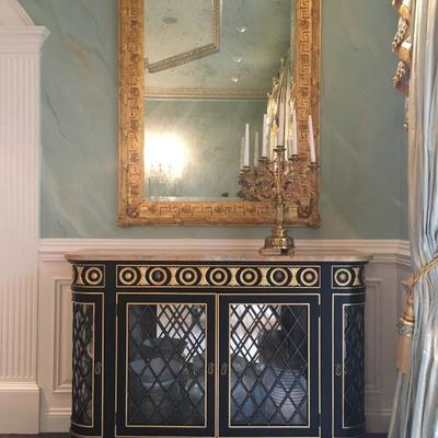 Antique Mirror with Greek Key Trim, Pair Available 