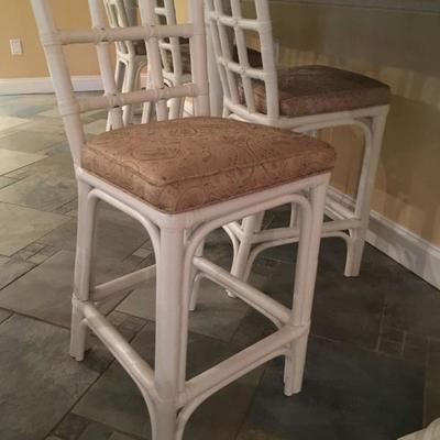 Set of Four Bamboo Counter Height Stools