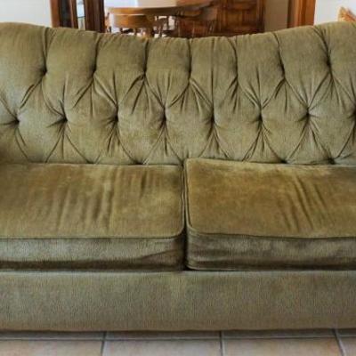 Green Cloth traditional sofa approximately 7' long good condition $300 