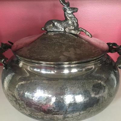 Silverplate Covered Server with Animal Detail 