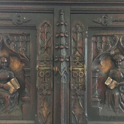 Italian Renaissance Revival Heavily Carved Sideboard with Figural Door Panels 