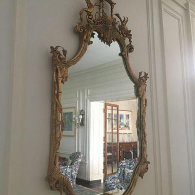 Gilt Wood Mirror with Ho Ho Birds 