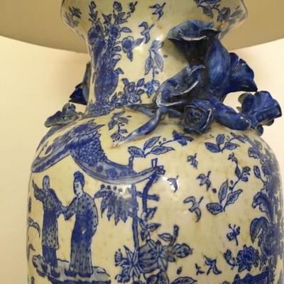 Blue and White Chinese Lamps, Pair
