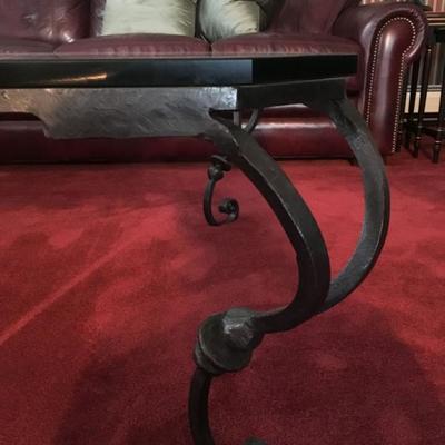 Iron Base Glass Top Coffee Table 
