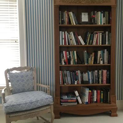 Rush Seat Armchairs, Pair Available, Bookcase, Books, 