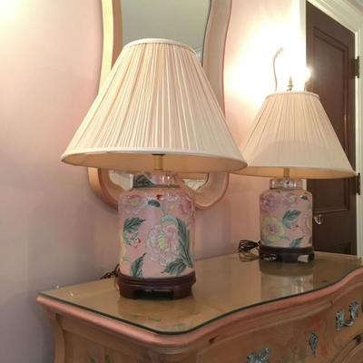 Chrysanthemum Lamps, Pair 