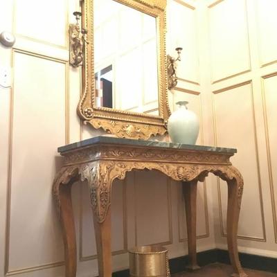 Marble Top Gilt Console Table