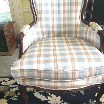 Queen Anne Sloped Armchair in Plaid 