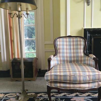 Artimis Studios Three Way Floor Lamp, Queen Anne Sloped Armchairs, Pair Available