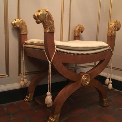Vanity Stool with Lion Head, Pair Available 
