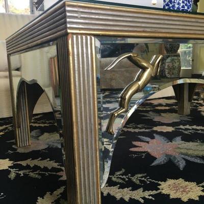 Mirrored Coffee Table with Jumping Antelope 