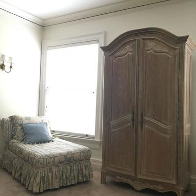 Armoire, Skirted Chaise 