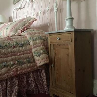 Pine Bed Side Tables with Marble Top