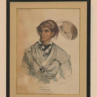 Tah Chee 
A Cherokee Chief
hand colored lithograph from the North American Indian Portfolios 
featured in the Library of Congress
16