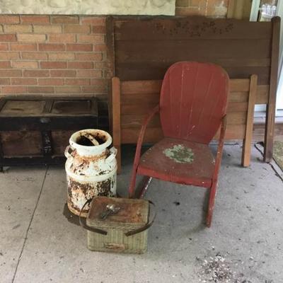 Vintage Milk Container and Chair Lot and More