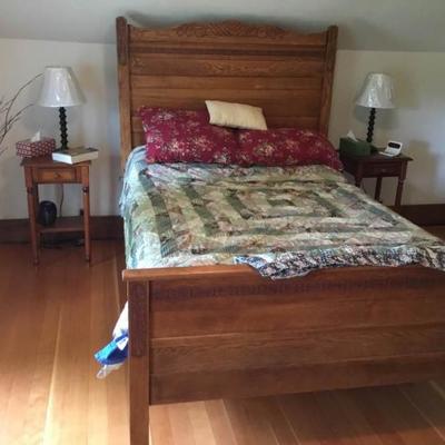 Vintage Bed Frame and Nightstand Lot