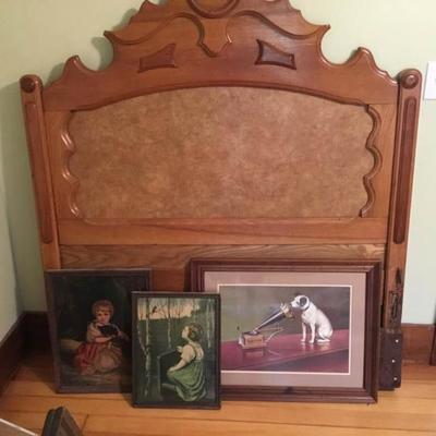 Paintings and Headboard Lot