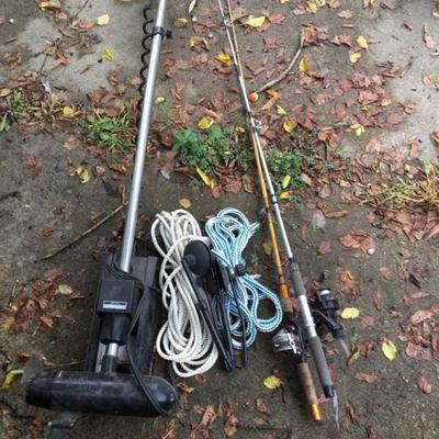 Trolling Motor, Fishing Rods, Line, Outboard Water Muffs