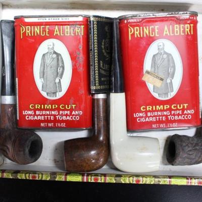Cigar Box With Prince Albert & Pipes