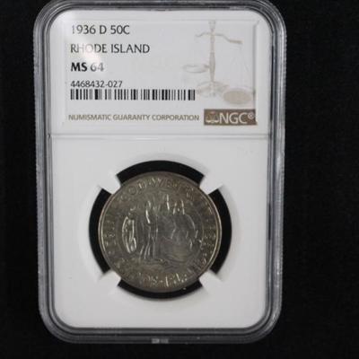 1936-D MS64 Rhode Island Commemorative Coin