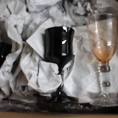 Vintage Black Amethyst Wine/Water Goblets