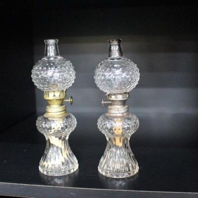 Tabletop Vintage Miniature Hobnail Oil Lamps, 7