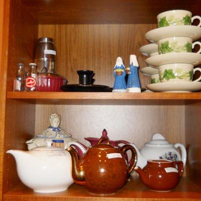 Franciscan cups & saucers,, more teapots, etc.