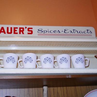 Sauer's rack, mugs, deco pitcher