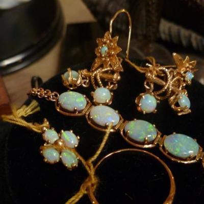 Vintage and antique opal jewelry suite.