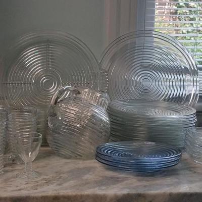 Clear and Blue Depression Glass Collection
