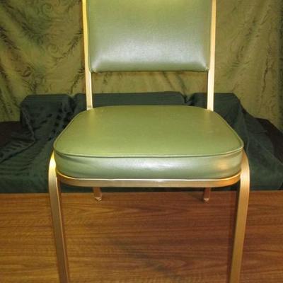 Vintage Green Vinyl Chair with Metal Frame