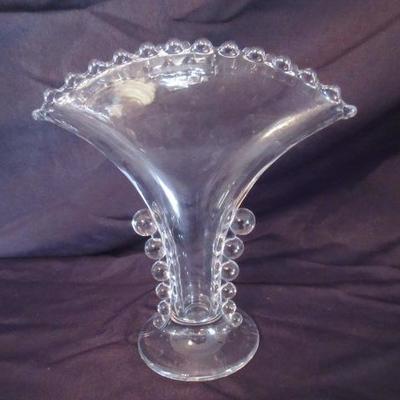 Vintage hob nail fan crystal vase