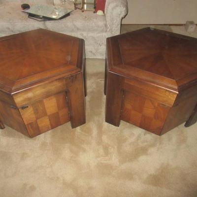 Side Tables in the Octagon Shape with Cabinets