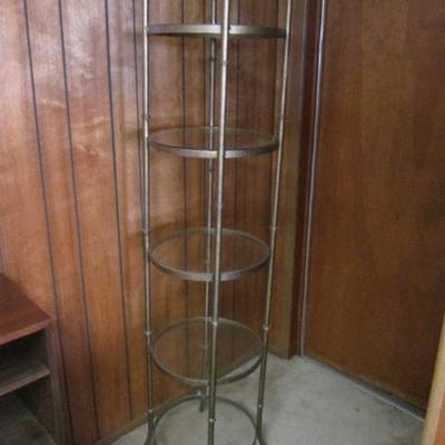 Display Shelves and Cabinets - Vintage brass and glass circular set of display shelves