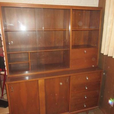 Mid Century Modern China Cabinet with Buffet