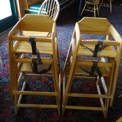 Lot of (4) Wooden High Chairs