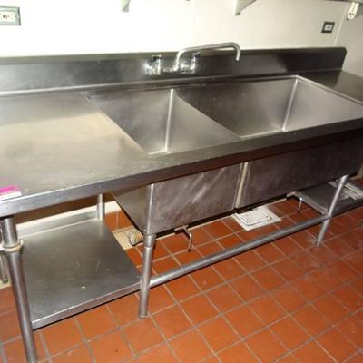 8FT Stainless 2 Bay Deep Sink with Shelf Underneat