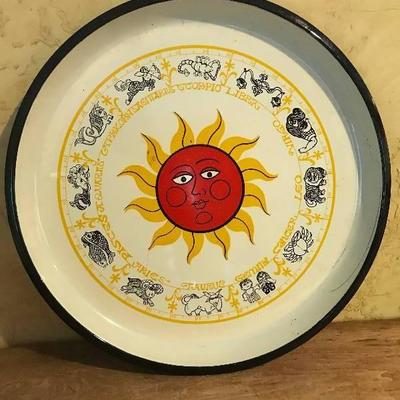 12  Tin Plate with the sun and zodiac signs