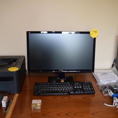 HP Computer, Monitor, Keyboard, Brother Printer, Office Supplies