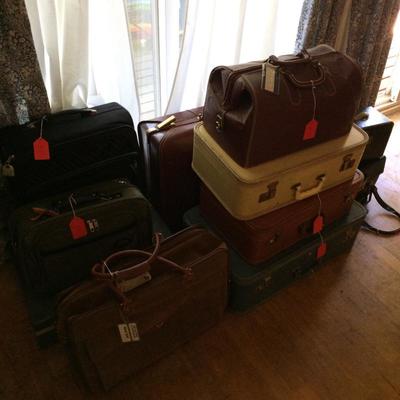 Large collection of vintage and new luggage, doctors bag, etc.