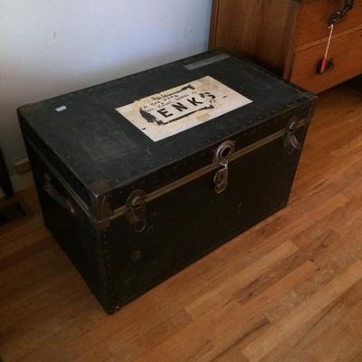 Large military footlocker or trunk.