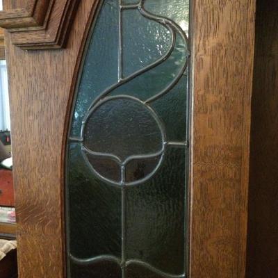 Close up of Stained glass decoration on the wardrobe.