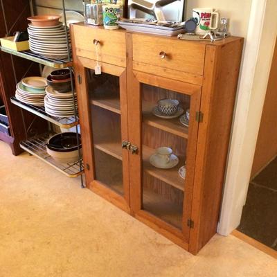 Fir kitchen cupboard and drawers.