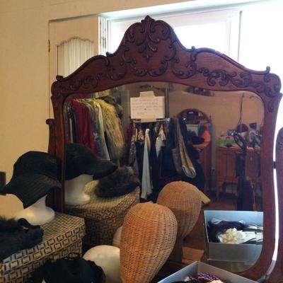 Close up of decoration on vanity mirror.