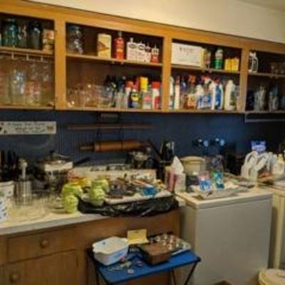 Art supplies and household cleaning products.