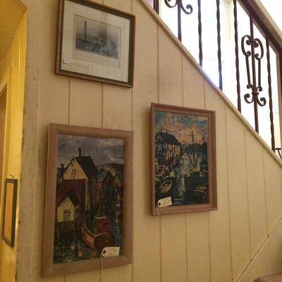 Hard edge realism Northwest paintings. Both signed.